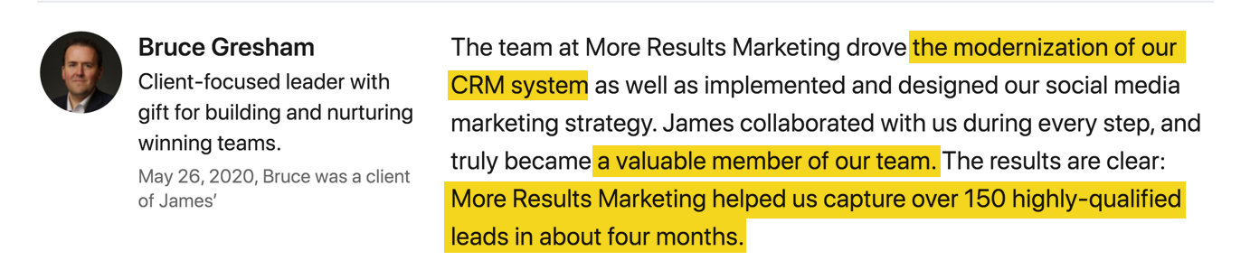 James Watson LinkedIn Recommendation Rebecca