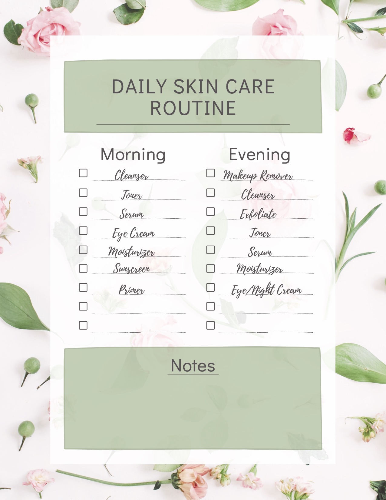Free Printable Skincare Routine Tracker!
