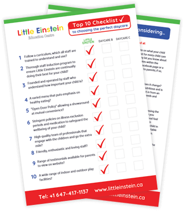free top 10 checklist from Little Einstein Education Centre