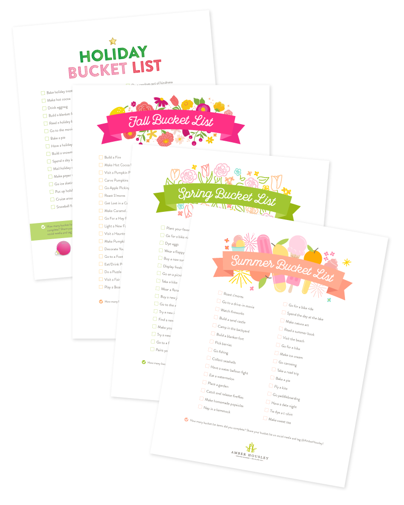 Seasonal bucket list printables
