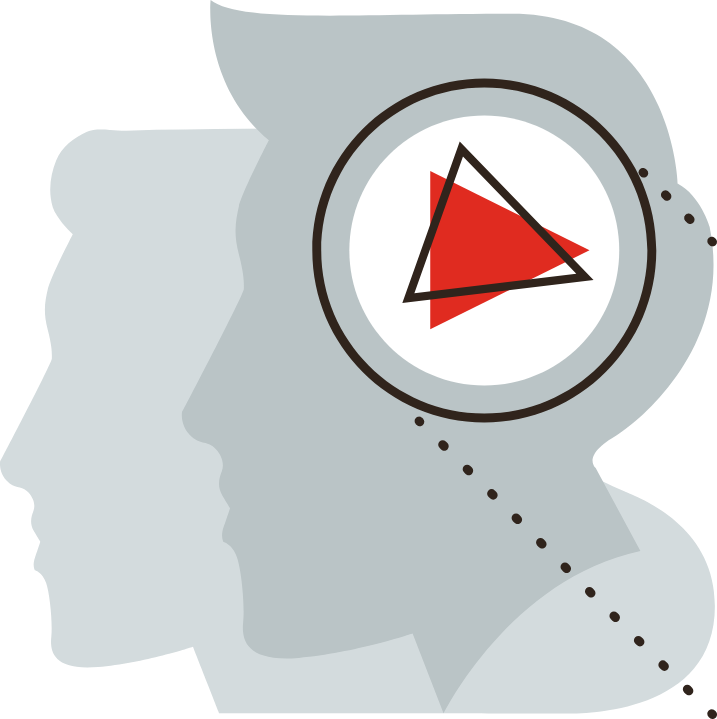 illustration of head with triangle graphic over brain