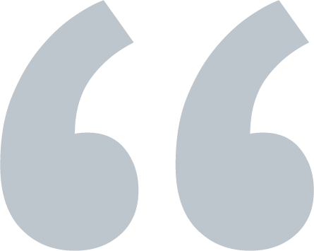 Graphic of large quote marks to designate the start of a testimonial.