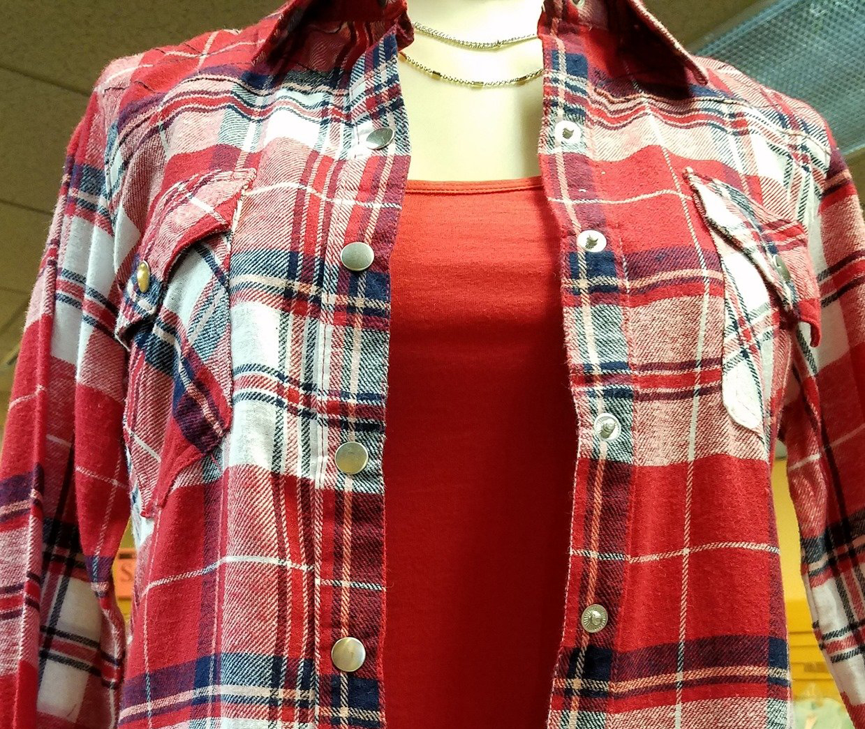 Red Checkered Long Sleeves and Shirt