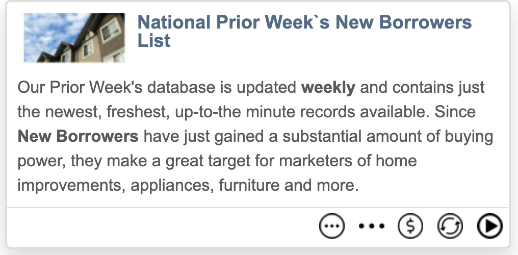 National Prior Week's New Borrowers List