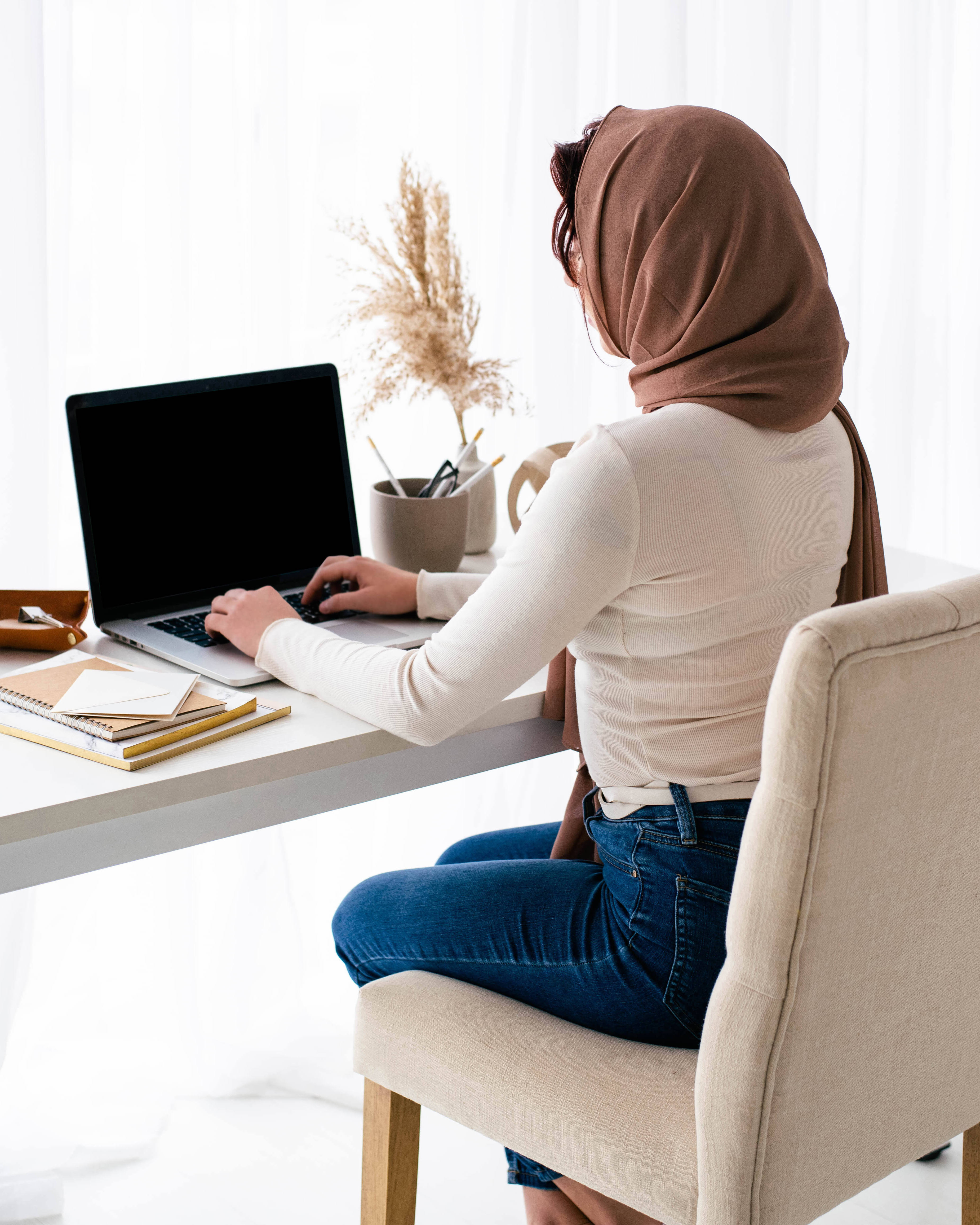 Woman building a website