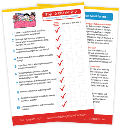 free top 10 checklist from Our Loving Arms Childcare
