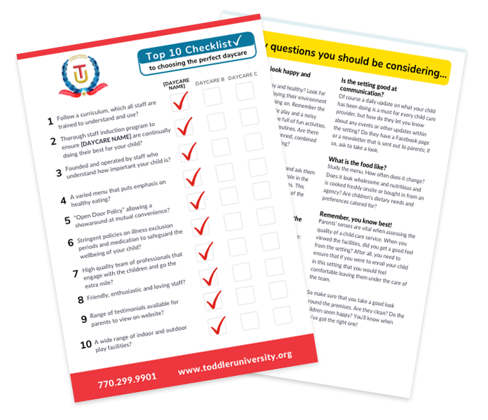 free top 10 checklist from Toddler University