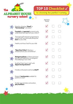 free top 10 checklist from Alphabet House Nursery